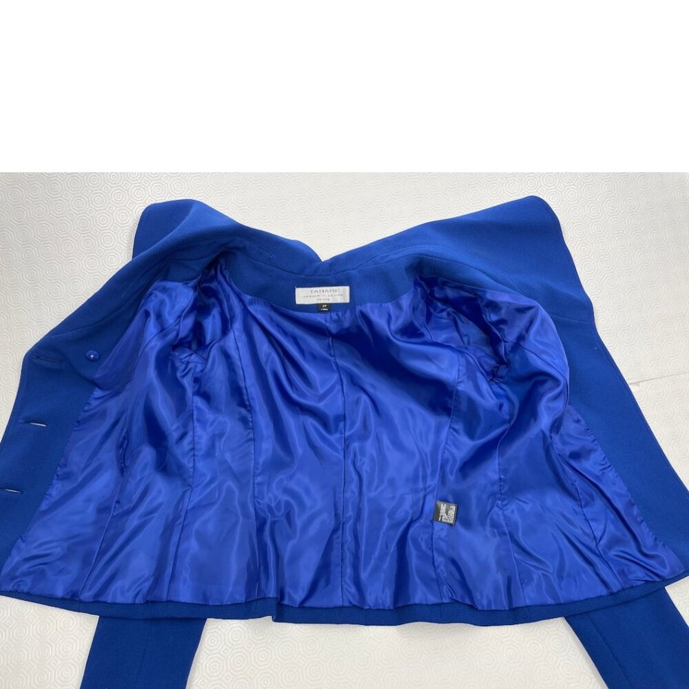 Tahari Arthur S. Levine Blue Shawl Collar Blazer Office Jacket Women's Petite 2P - Picture 10 of 10
